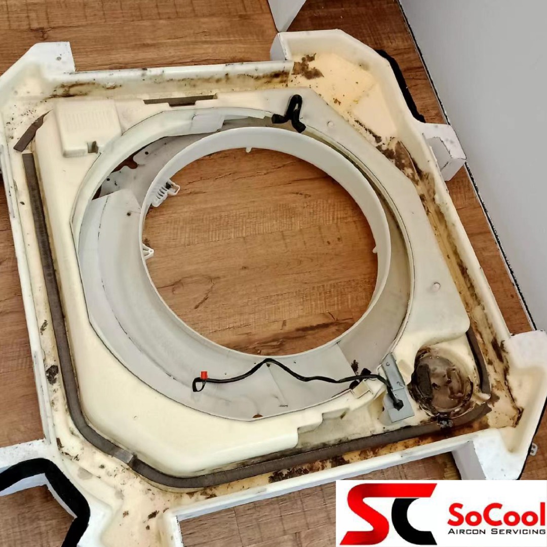 Cleaning Ceiling Cassette Aircon Water Tray Aircon Service & Repair SG