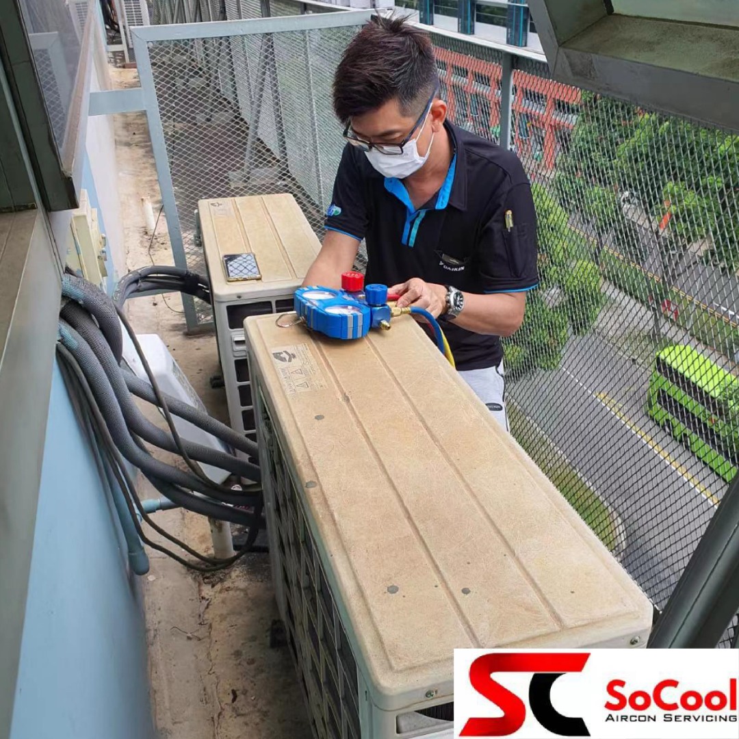 Checking Outdoor Compressor - Aircon Service & Repair SG